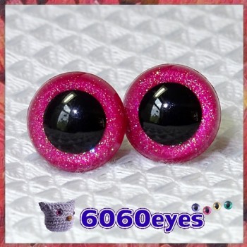 1 Pair Pink Glitter Hand Painted Safety Eyes Plastic eyes